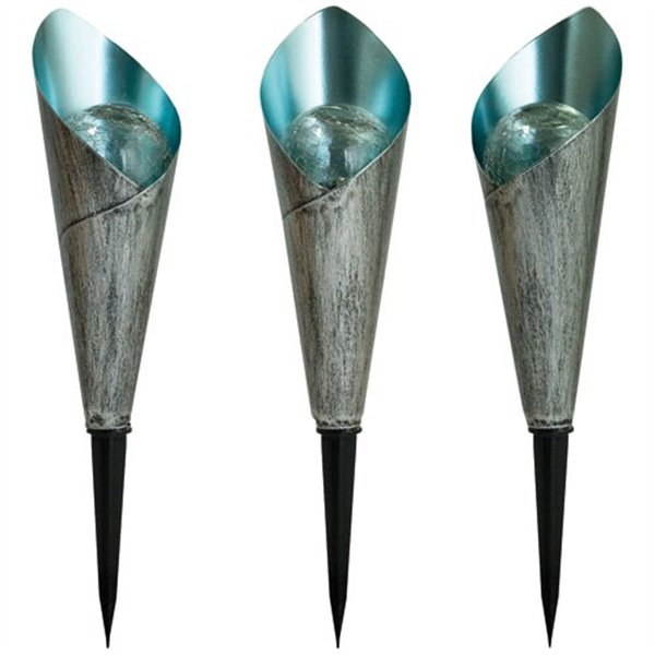 BORNE SOLAIRE DESIGN METAL ET VERRE X3 (Vendu par 1)