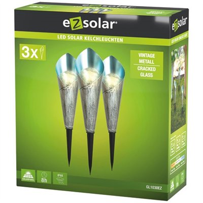 BORNE SOLAIRE DESIGN METAL ET VERRE X3 (Vendu par 1)