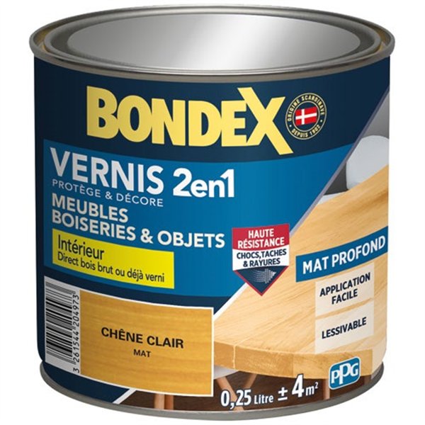 BONDEX - Vernis chêne clair mat 250ml