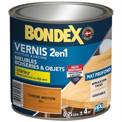BONDEX - Vernis chêne moyen mat 250ml