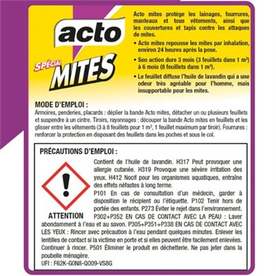 ACTO - Acto feuillets mites textiles sachet de 10