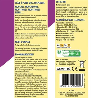 ACTO - Grill insectes à aspirateur et lampe UV 50 m²