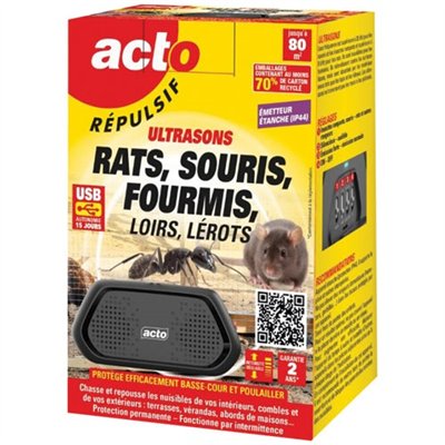 ACTO - Acto répulsif ultrasons rats souris fourmis loirs lérots