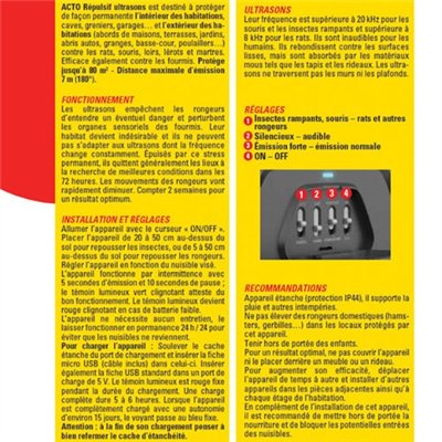 ACTO - Acto répulsif ultrasons rats souris fourmis loirs lérots