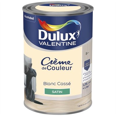DULUX VALENTINE - Valentine crème de couleur satin 1.25l blanc cassé