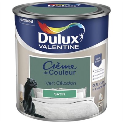 DULUX VALENTINE - Valentine crème de couleur satin 0.5l vert céladon