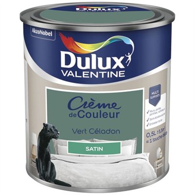 DULUX VALENTINE - Valentine crème de couleur satin 0.5l vert céladon