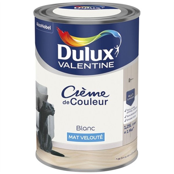DULUX VALENTINE - Valentine crème de couleur mat 1.25l blanc