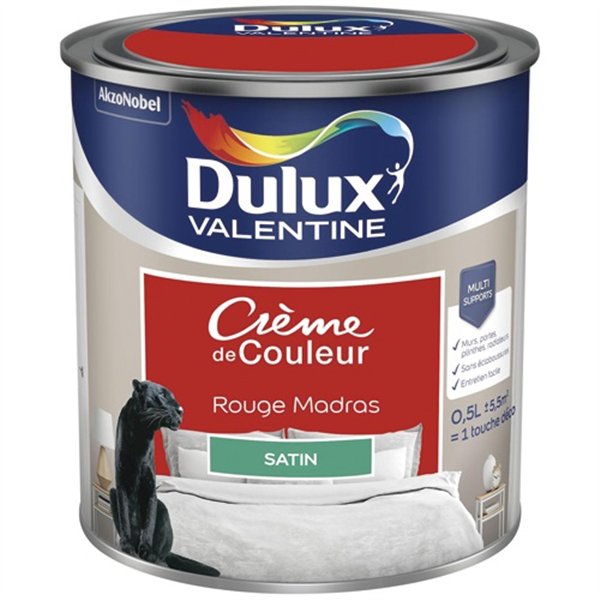 DULUX VALENTINE - Valentine crème de couleur satin 0.5l rouge madras
