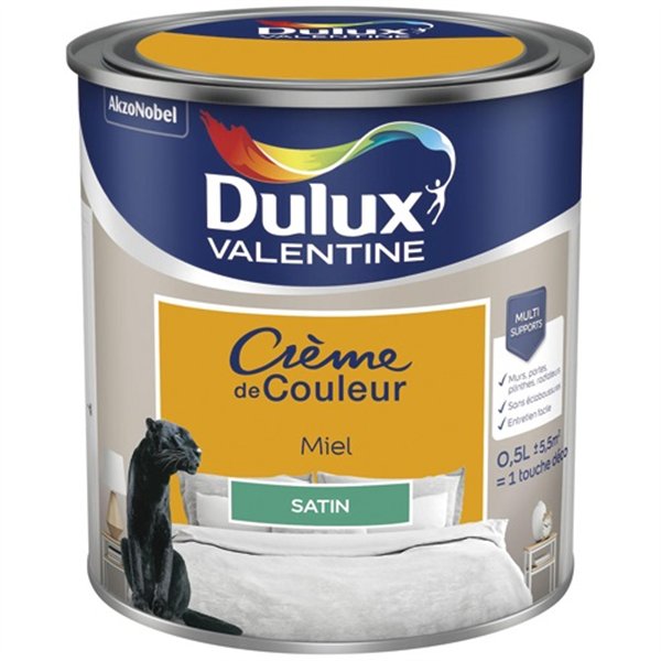 DULUX VALENTINE - Valentine crème de couleur satin 0.5l miel
