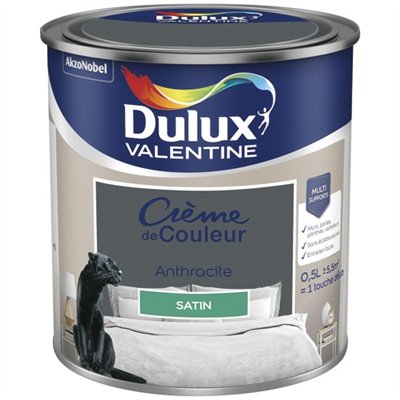 DULUX VALENTINE - Valentine crème de couleur satin 0.5l anthracite