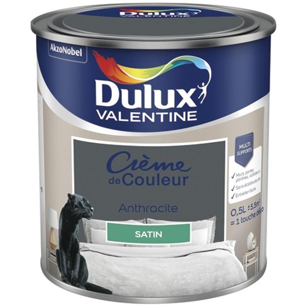 DULUX VALENTINE - Valentine crème de couleur satin 0.5l anthracite