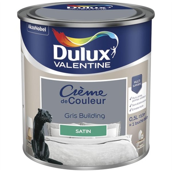 DULUX VALENTINE - Valentine crème de couleur satin 0.5l gris building