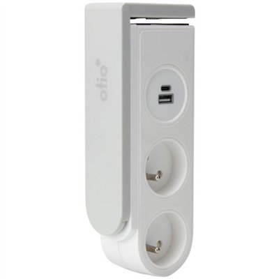 OTIO - Bloc prise clipsable 2prise 2p+t et 2 chargeur usb 1,5m blc