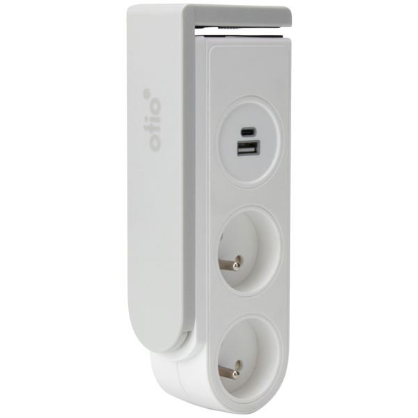 OTIO - Bloc prise clipsable 2prise 2p+t et 2 chargeur usb 1,5m blc