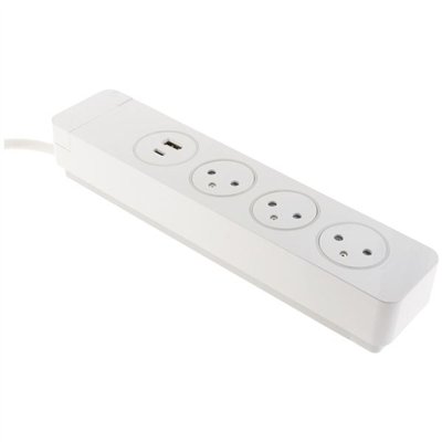 OTIO - Bloc mantea 3 prises easyeject + 2 usb blanc 1.5m