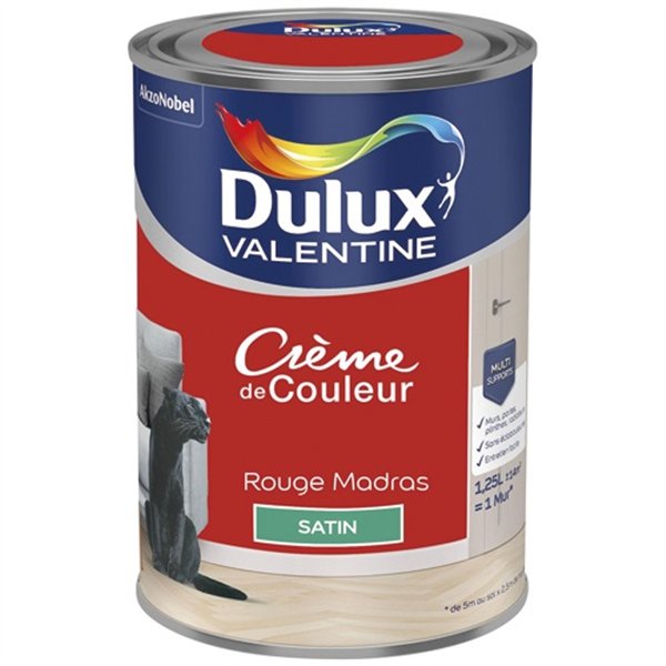 DULUX VALENTINE - Valentine crème de couleur satin 1.25l rouge madras
