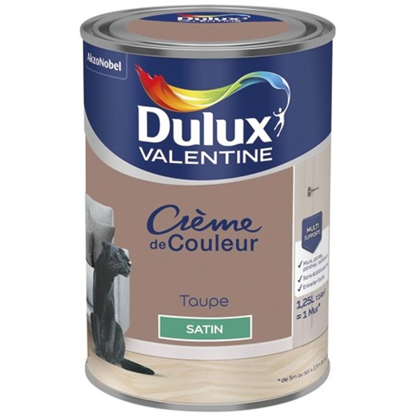 DULUX VALENTINE - Valentine crème de couleur satin 1.25l taupe