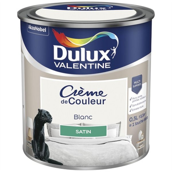 DULUX VALENTINE - Valentine crème de couleur satin 0.5l blanc
