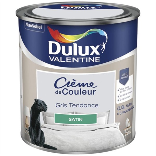 DULUX VALENTINE - Valentine crème de couleur satin 0.5l gris tendance