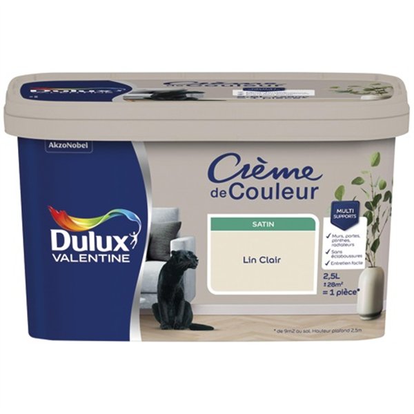 DULUX VALENTINE - Valentine crème de couleur satin 2.5l lin clair