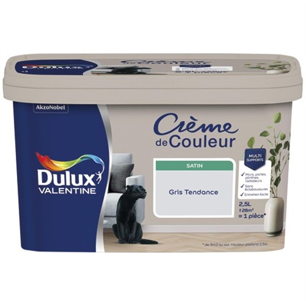 DULUX VALENTINE - Valentine crème de couleur satin 2.5l gris tendance