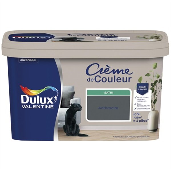 DULUX VALENTINE - Valentine crème de couleur satin 2.5l anthracite
