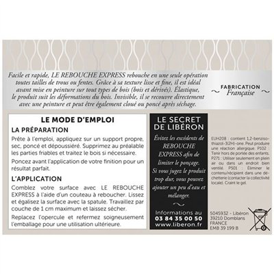 LIBERON - Rebouche express blanc pot 150 ml