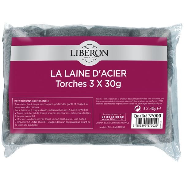 LIBERON - Laine acier 000 3x30g liberon