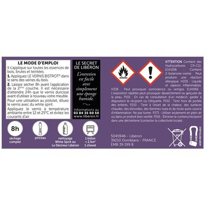 LIBERON - Vernis bistrot satin incolore 25 cl liberon