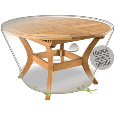 JARDILINE - Housse table ronde 6 personnes d.120cm gris mastic opaque
