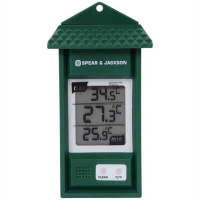 SPEAR & JACKSON - Thermometre mini maxi vert digital 15cm