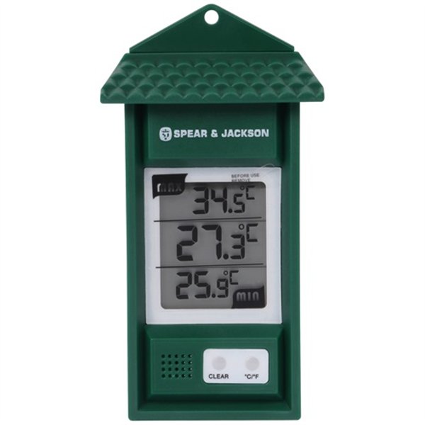 SPEAR & JACKSON - Thermometre mini maxi vert digital 15cm