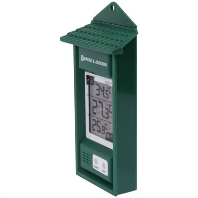 SPEAR & JACKSON - Thermometre mini maxi vert digital 15cm