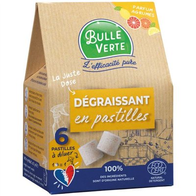 BULLE VERTE - Degraissant cuisine 6 pastilles  6 vapo 500ml Bulle verte