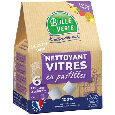 BULLE VERTE - Nettoyant vitres en pastille x 6  6 vaporisateurs 500ml