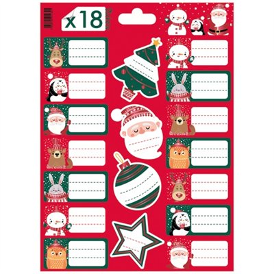 LES COULEURS DE L'EMBALLAGE - Planche de 18 stickers noel