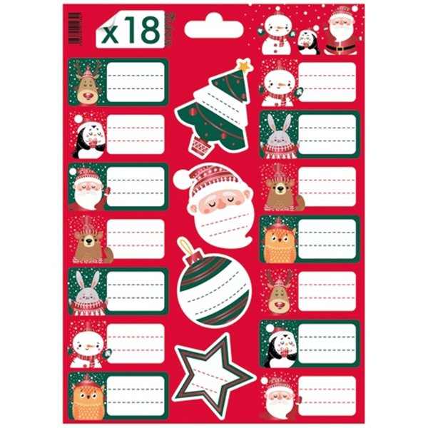 LES COULEURS DE L'EMBALLAGE - Planche de 18 stickers noel