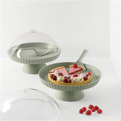 BLIM PLUS - Support à gâteaux 30 cm + cloche + pelle à tarte Kaki - Paestum Agora