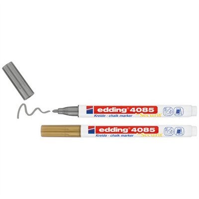 EDDING - Marqueur craie liquide blister de 2 or et argent