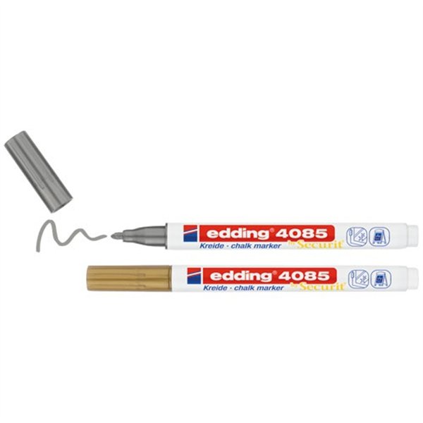 EDDING - Marqueur craie liquide blister de 2 or et argent