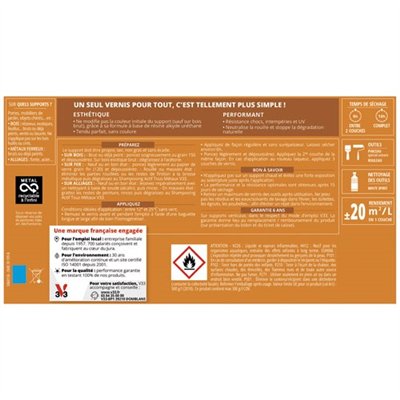 V33 - Vernis multi matériaux extérieur incolore satin 0.25l