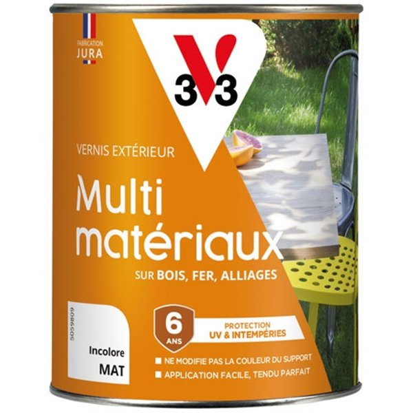 V33 - Vernis multi matériaux extérieur incolore mat 0.25l
