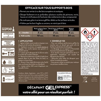 V33 - Décapant gel express bois 1litre +20% offerts