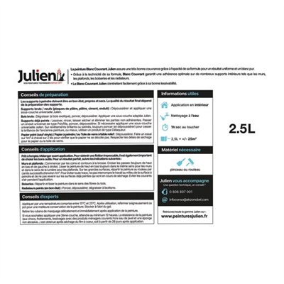 JULIEN - Blanc couvrant mat blanc base white 2.5l