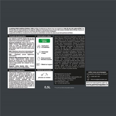 JULIEN - Peinture Julien multi matériaux gris anthracite 0.5l