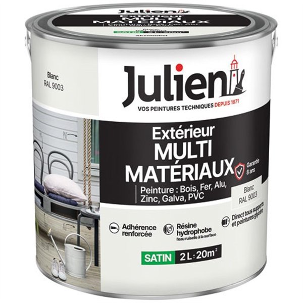 JULIEN - Peinture Julien multi matériaux blanc 2l