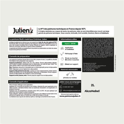 JULIEN - Peinture Julien multi matériaux blanc 2l