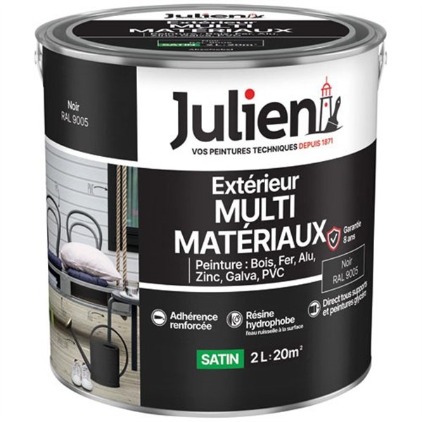 JULIEN - Peinture Julien multi matériaux noir 2l