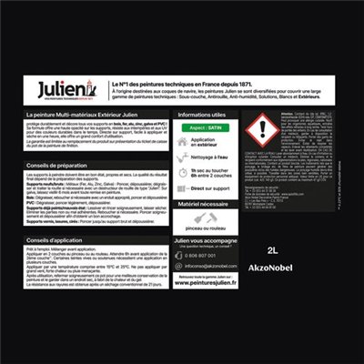 JULIEN - Peinture Julien multi matériaux noir 2l